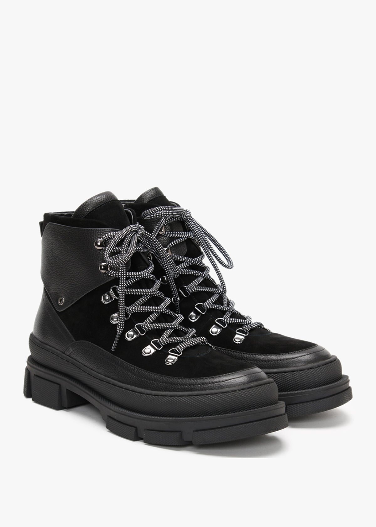 Smixer Black Suede & Leather Hiker Boots