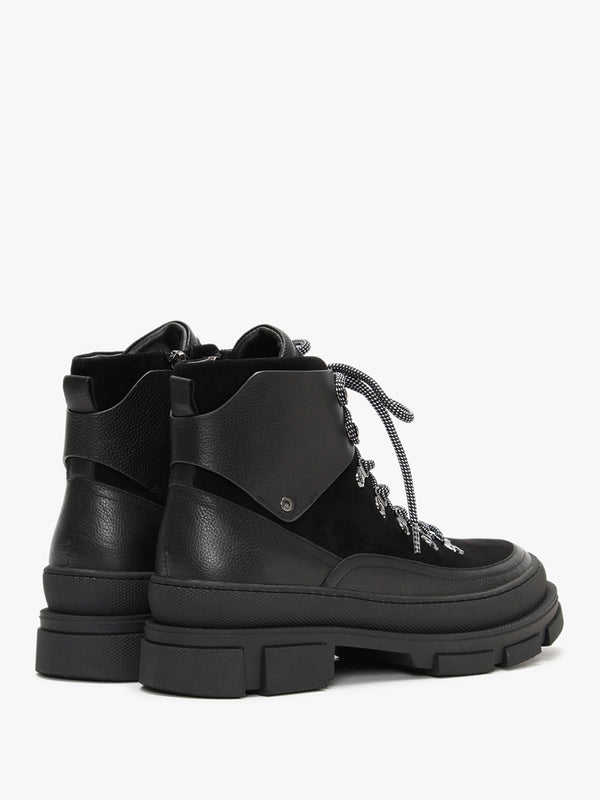 Smixer Black Suede & Leather Hiker Boots