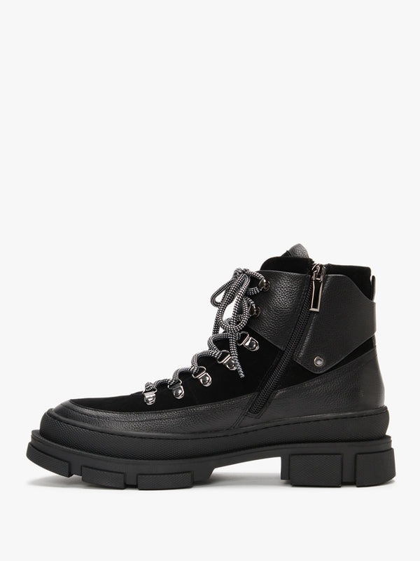 Smixer Black Suede & Leather Hiker Boots
