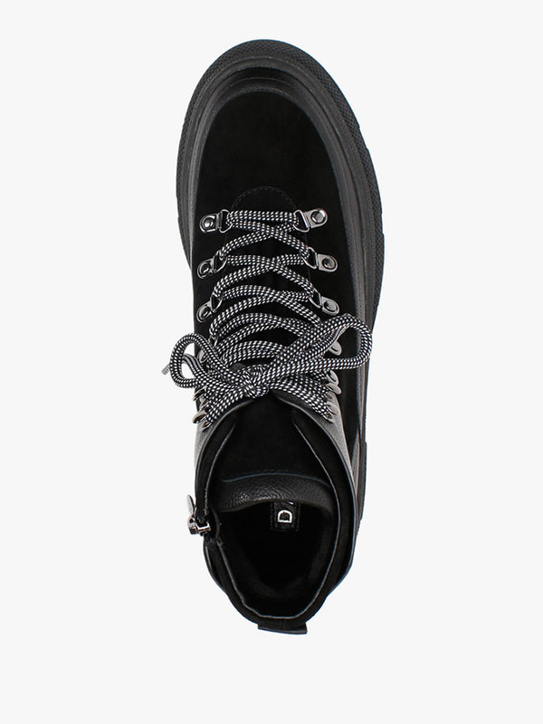 Smixer Black Suede & Leather Hiker Boots