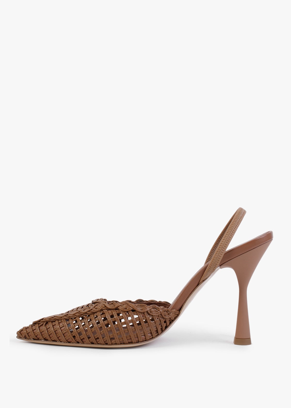Tiffi Tan Leather Woven Sling Back Court Shoes