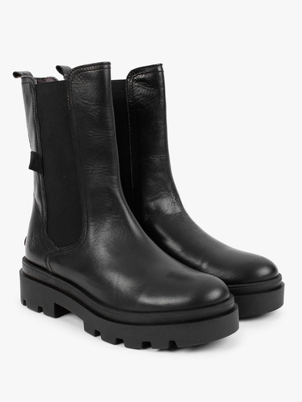 Judy Black Leather Tall Chelsea Boots