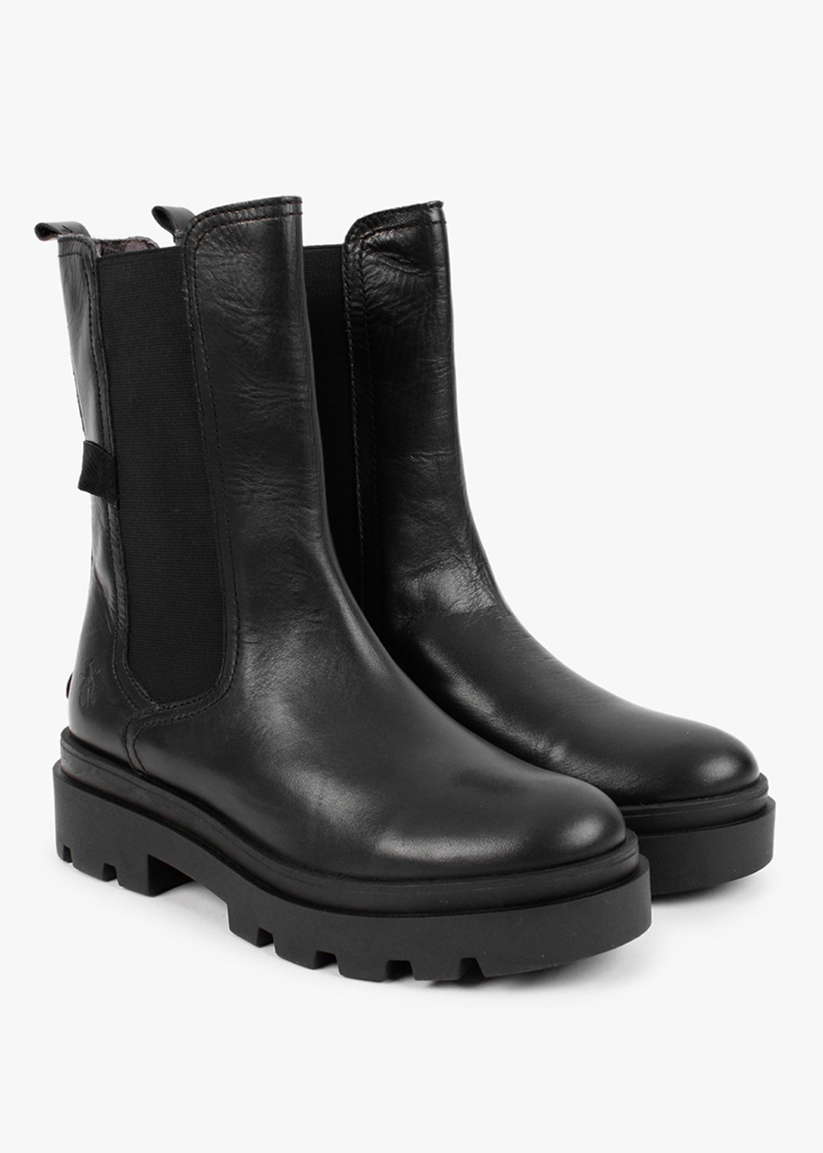 Judy Black Leather Tall Chelsea Boots