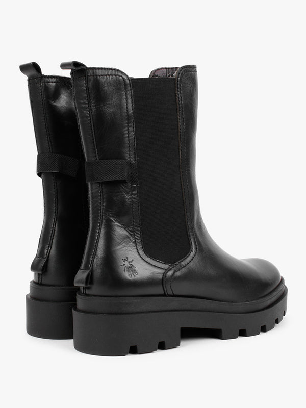 Judy Black Leather Tall Chelsea Boots
