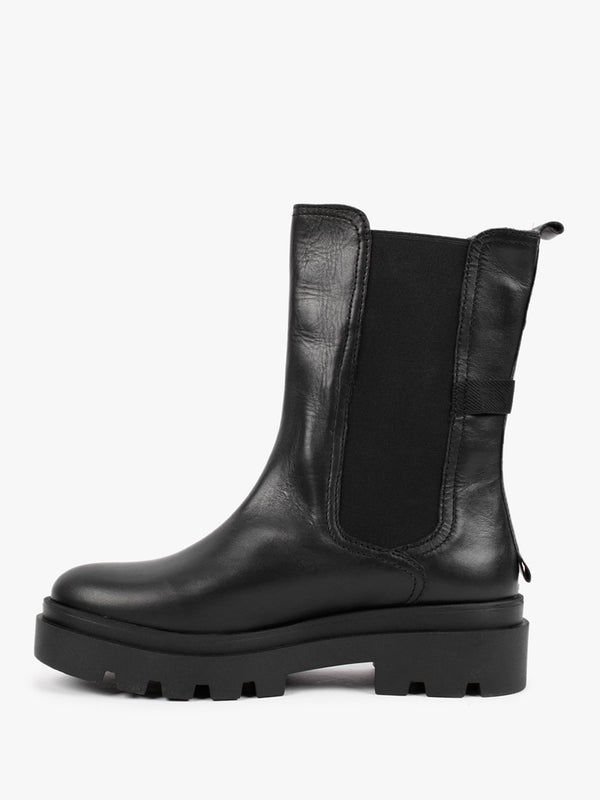 Judy Black Leather Tall Chelsea Boots