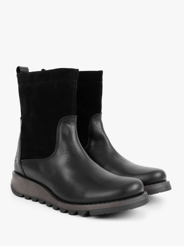 Sauk Black Leather & Suede Ankle Boots
