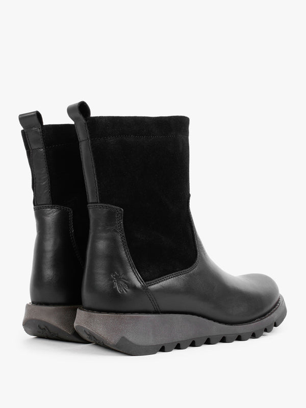 Sauk Black Leather & Suede Ankle Boots