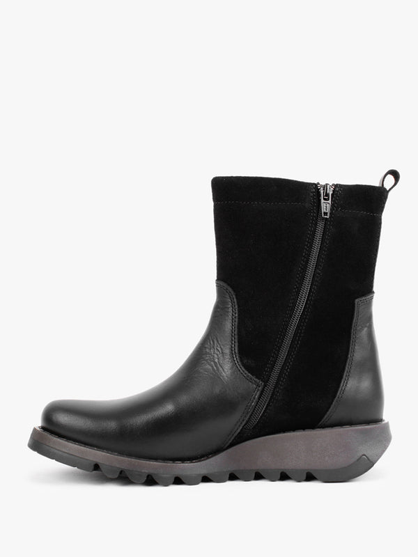 Sauk Black Leather & Suede Ankle Boots