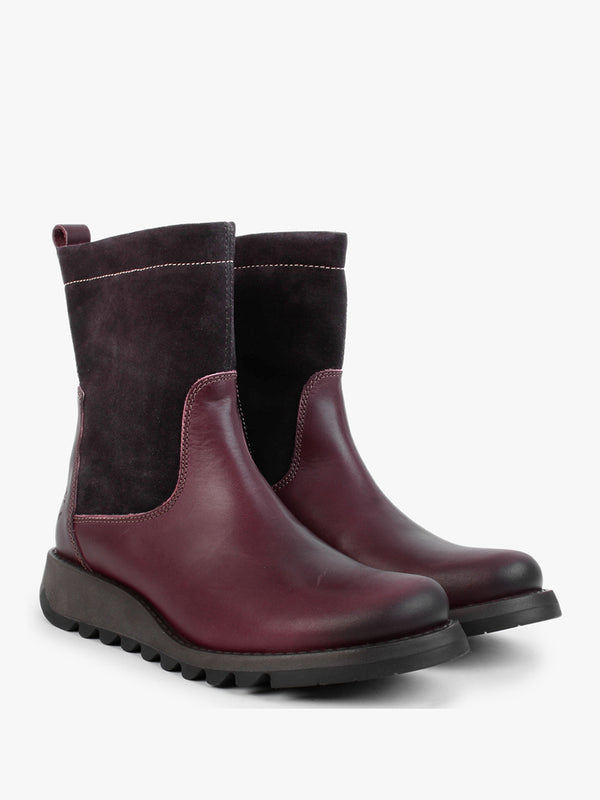 Sauk Purple Leather & Suede Ankle Boots