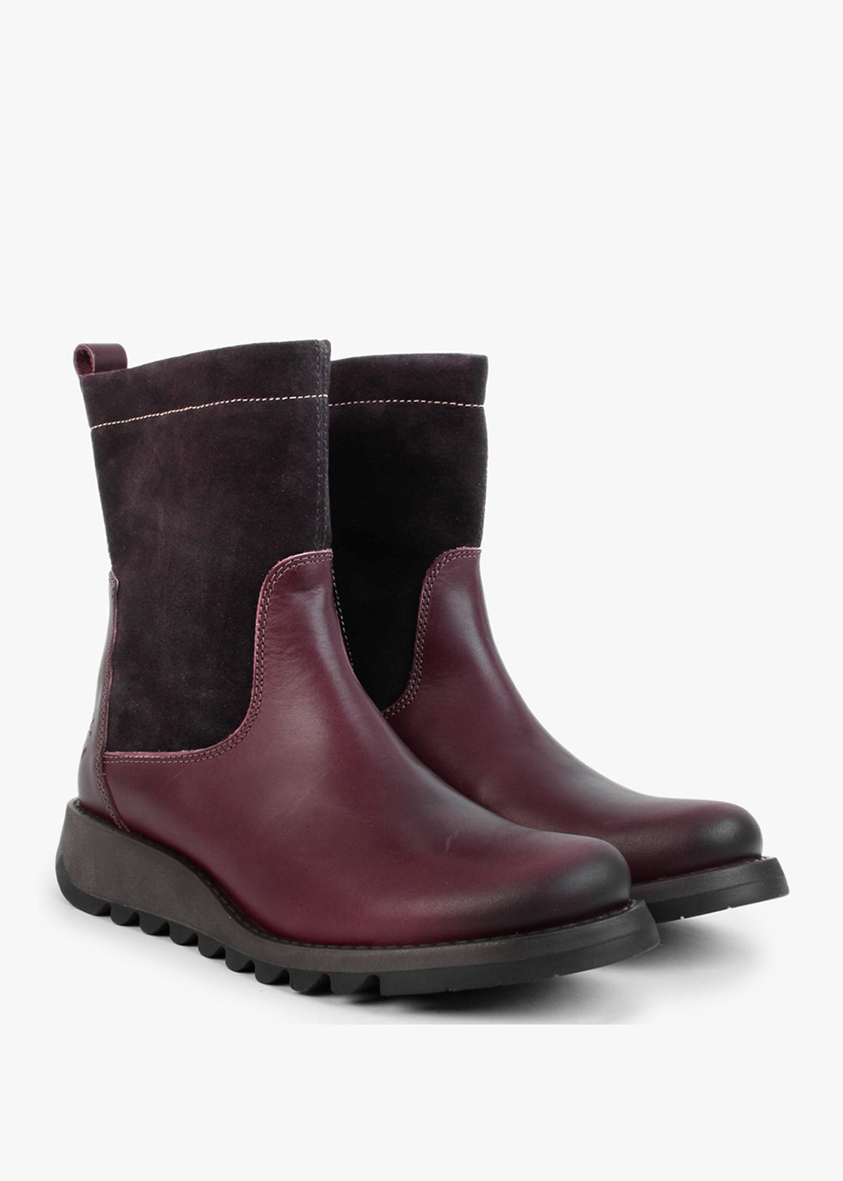 Sauk Purple Leather & Suede Ankle Boots