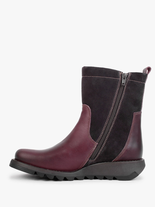 Sauk Purple Leather & Suede Ankle Boots