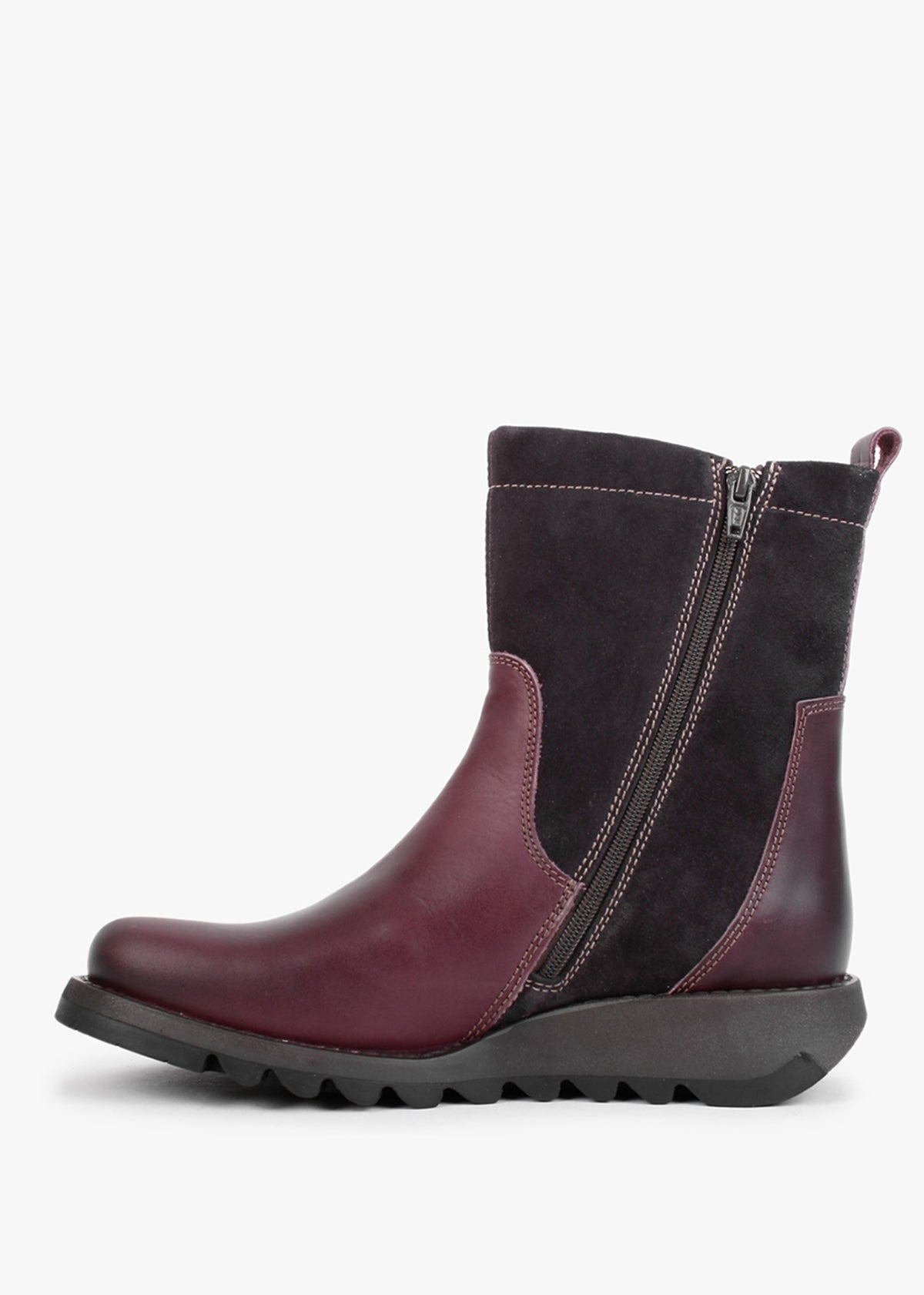 Sauk Purple Leather & Suede Ankle Boots