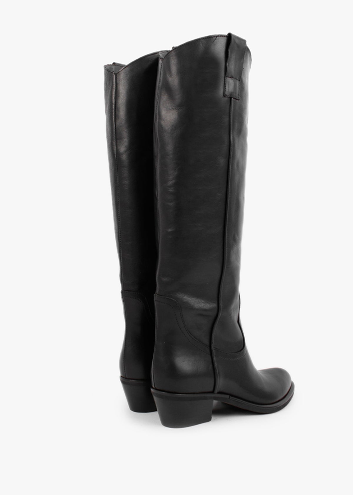 Kermax Black Leather Western Knee Boots
