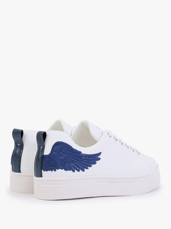Angels Ease White Leather Navy Wing Trainers