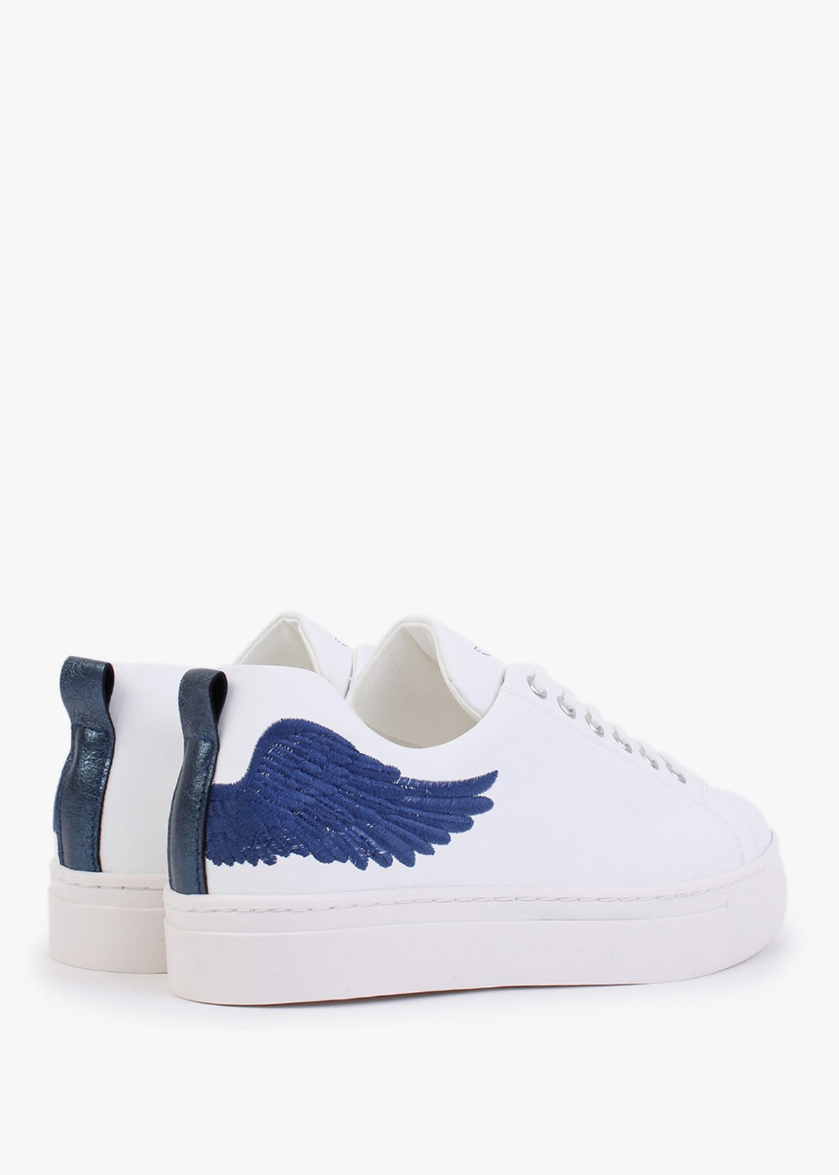 Angels Ease White Leather Navy Wing Trainers