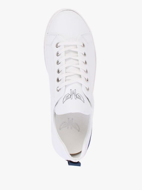 Angels Ease White Leather Navy Wing Trainers