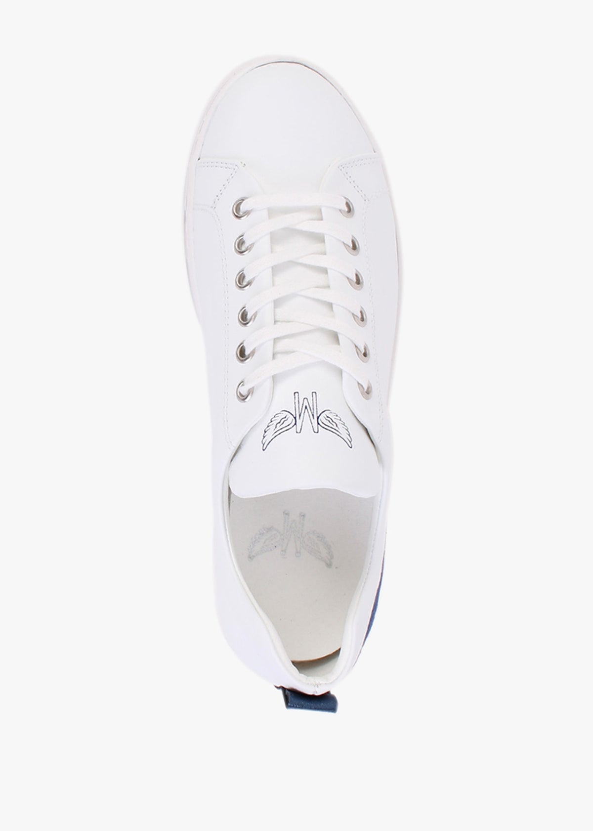 Angels Ease White Leather Navy Wing Trainers