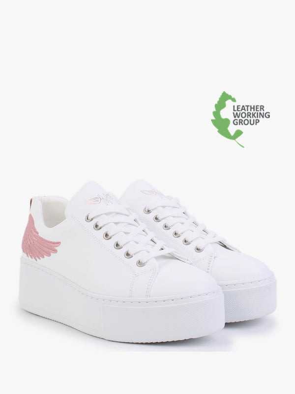 Angels Rise Pink Leather Flatform Trainers