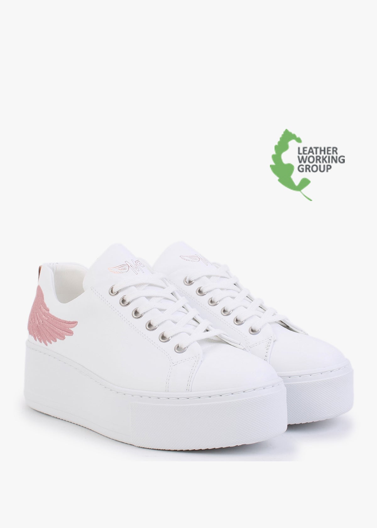 Angels Rise Pink Leather Flatform Trainers