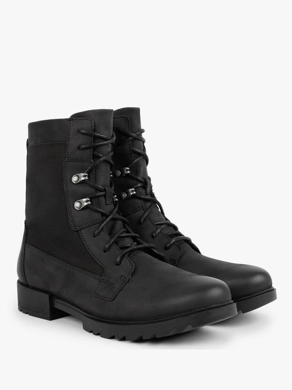 Emelie II Lace Black Leather Tall Ankle Boots
