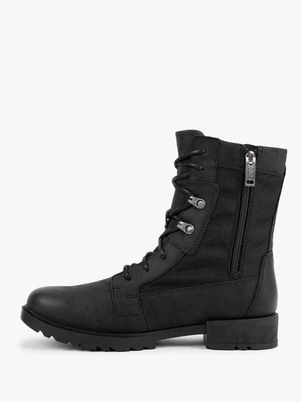Emelie II Lace Black Leather Tall Ankle Boots