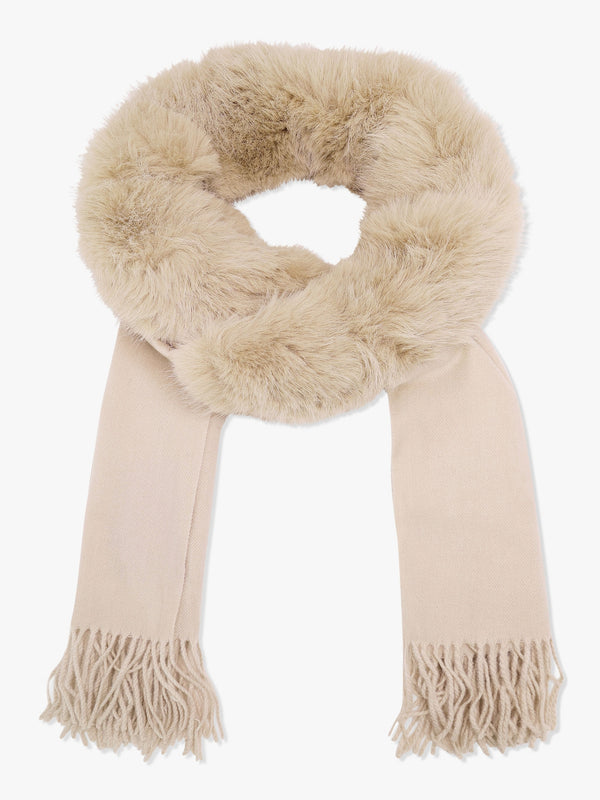 Cream Faux Fur Collar Shawl