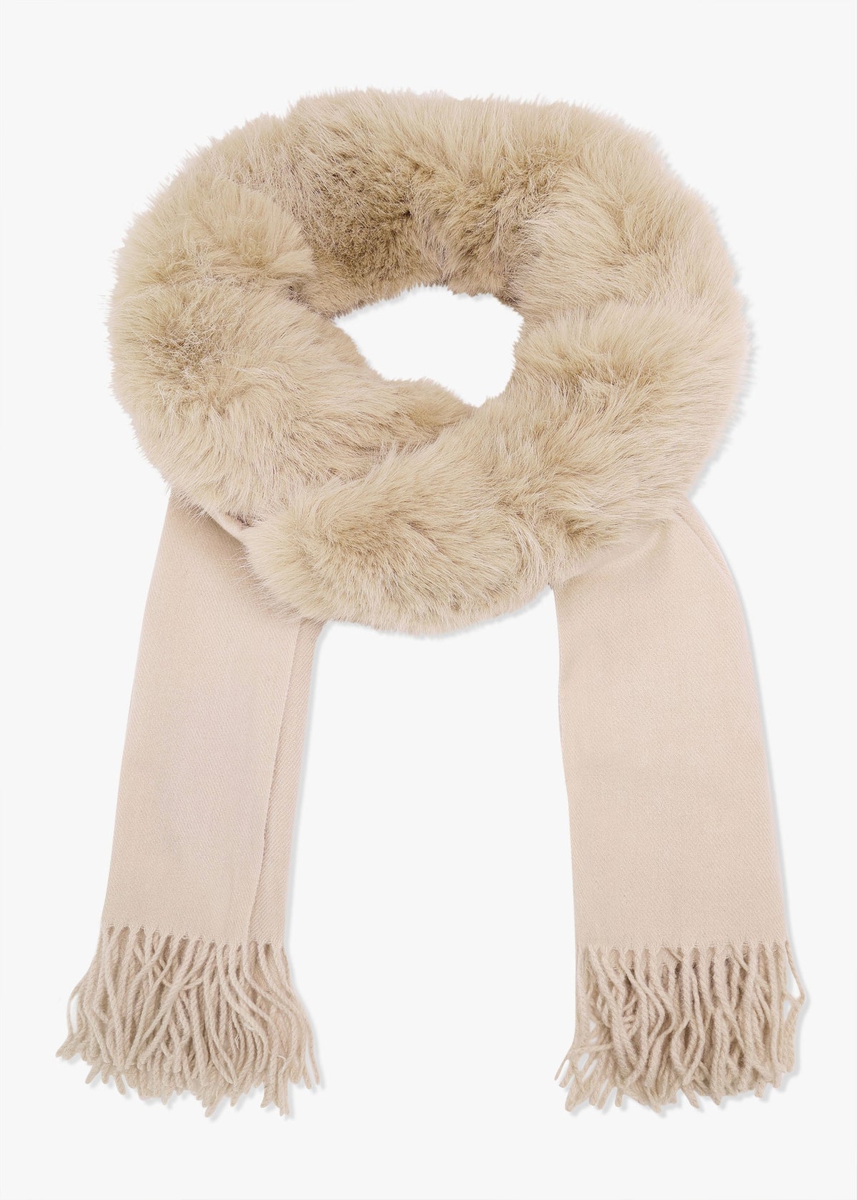 Cream Faux Fur Collar Shawl