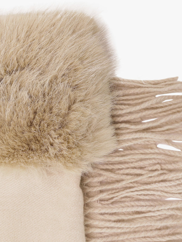 Cream Faux Fur Collar Shawl