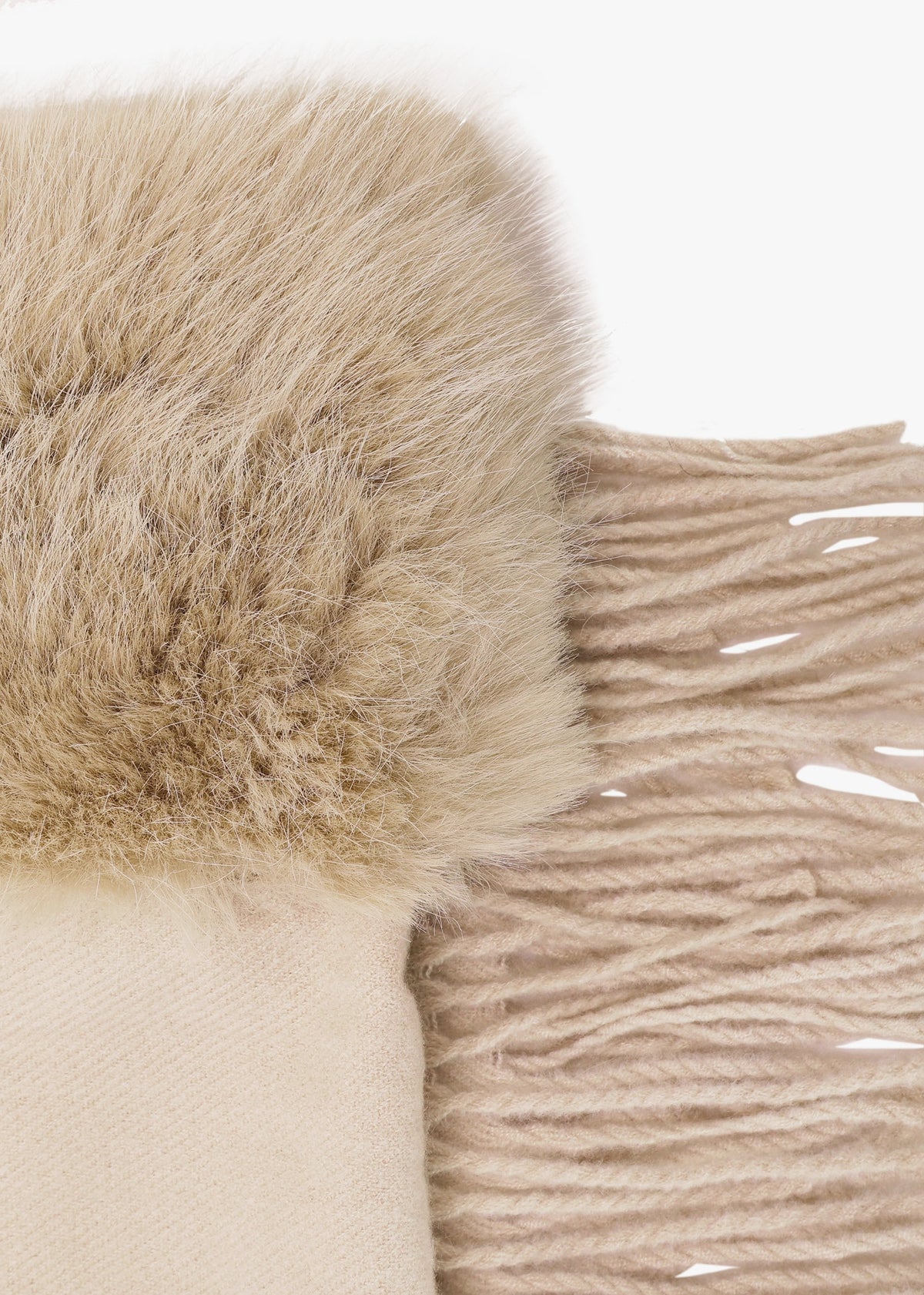 Cream Faux Fur Collar Shawl