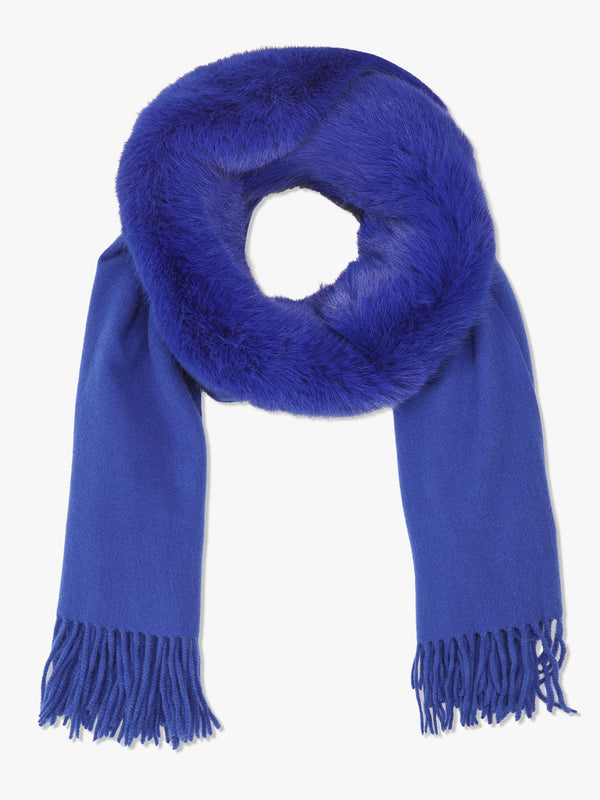 Blue Faux Fur Collar Shawl
