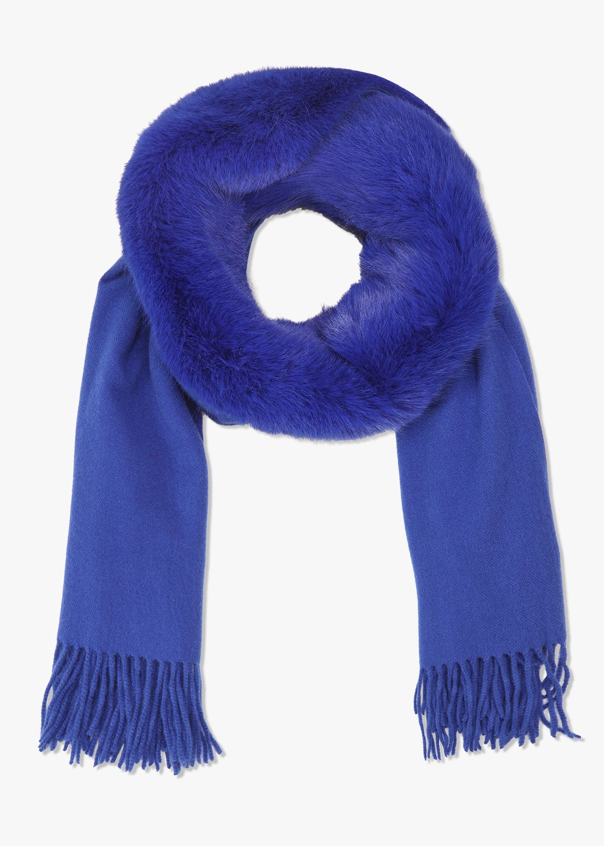 Blue Faux Fur Collar Shawl