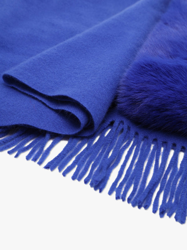 Blue Faux Fur Collar Shawl