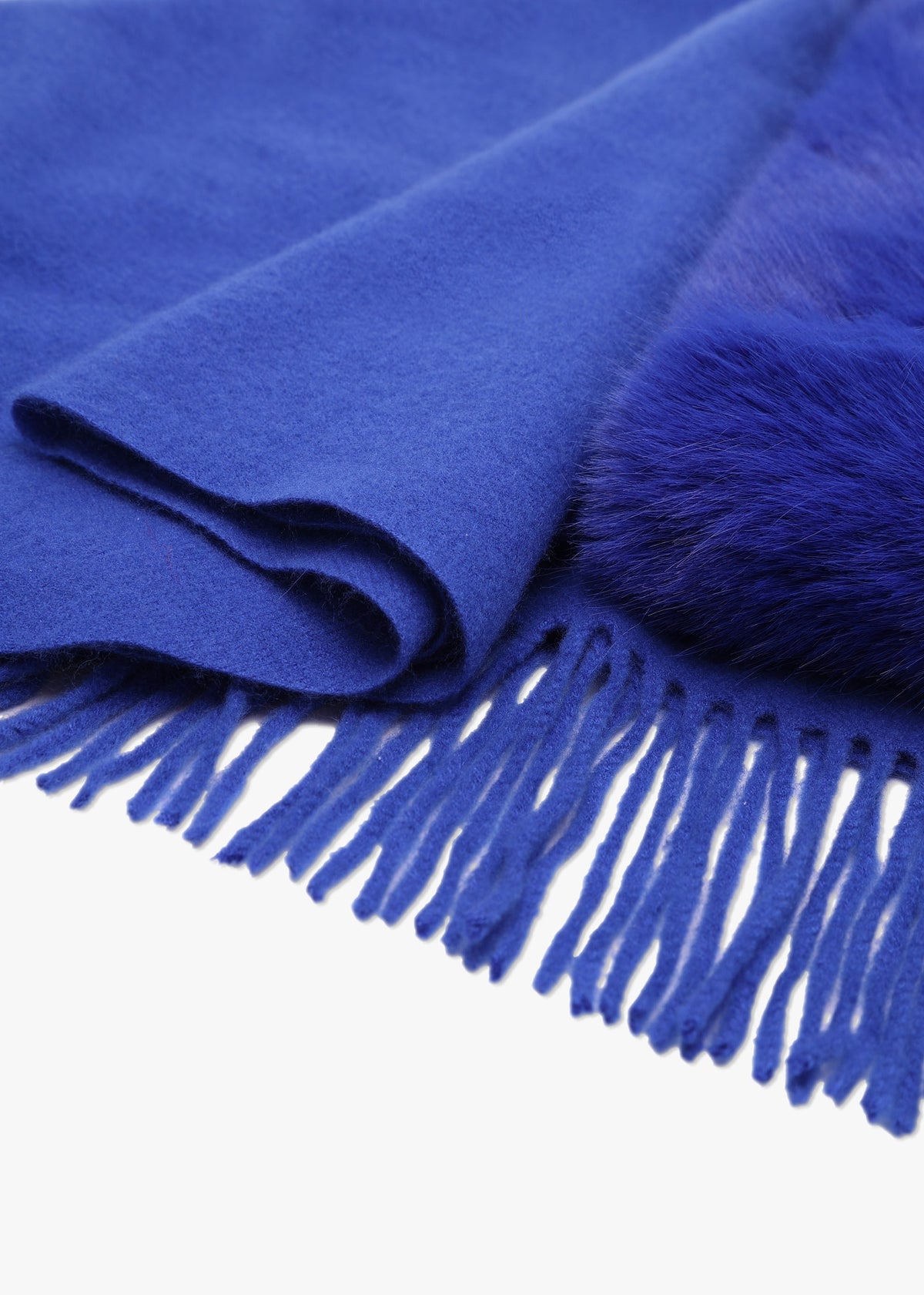 Blue Faux Fur Collar Shawl