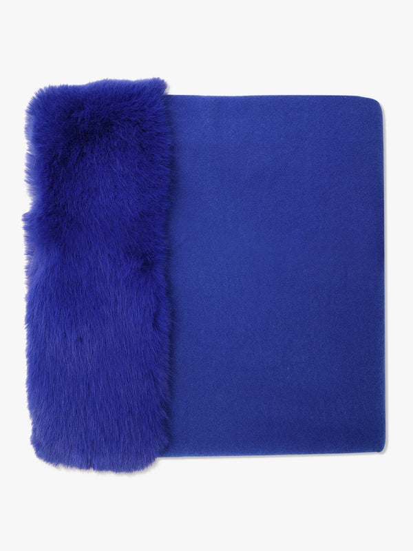 Blue Faux Fur Collar Shawl