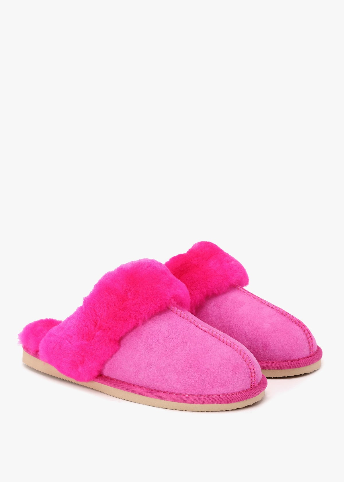 Shut Bright Fuchsia Sheepskin Twinface Slippers