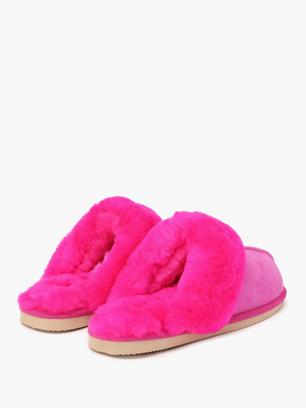 Shut Bright Fuchsia Sheepskin Twinface Slippers