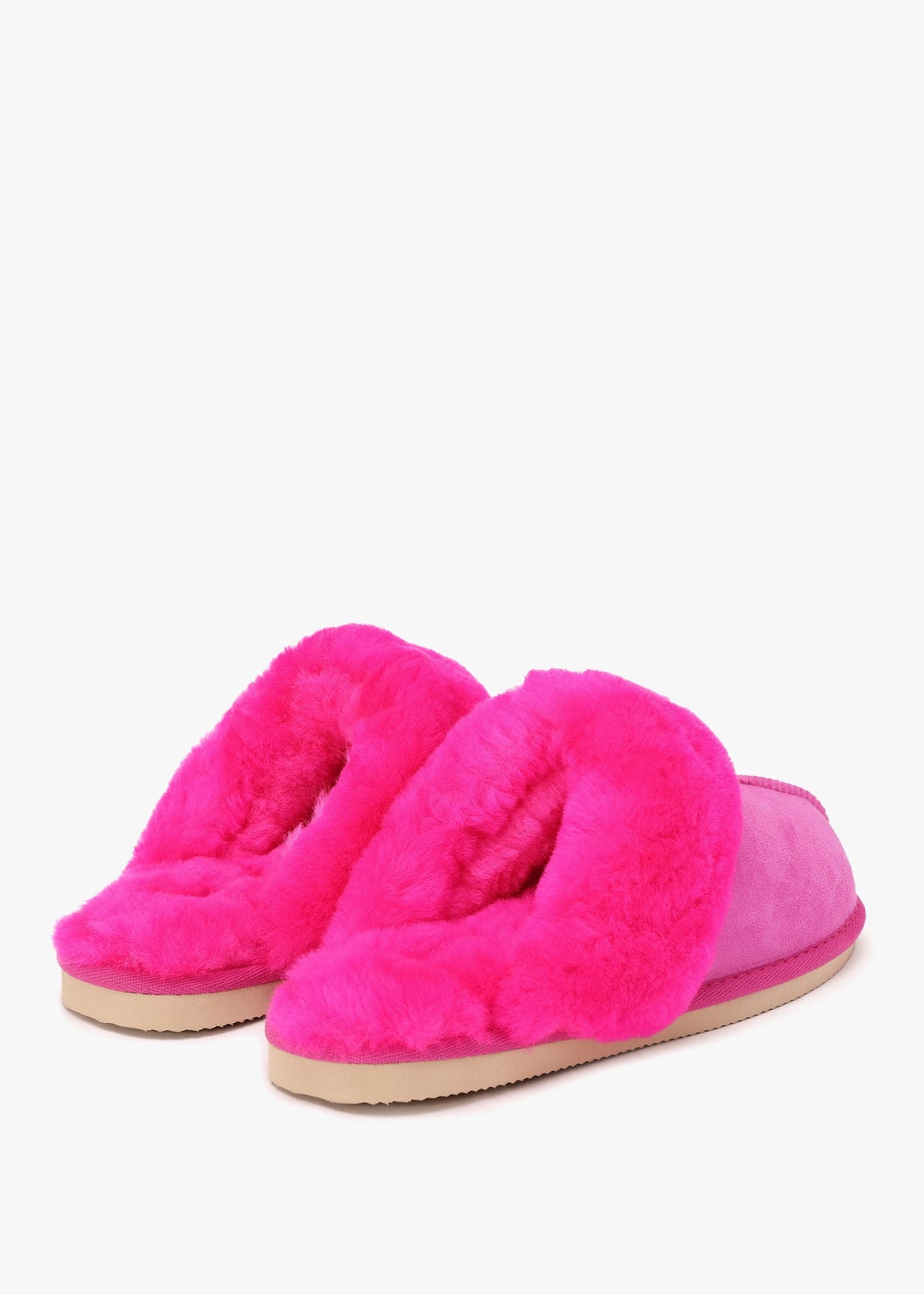 Shut Bright Fuchsia Sheepskin Twinface Slippers