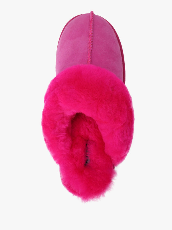 Shut Bright Fuchsia Sheepskin Twinface Slippers