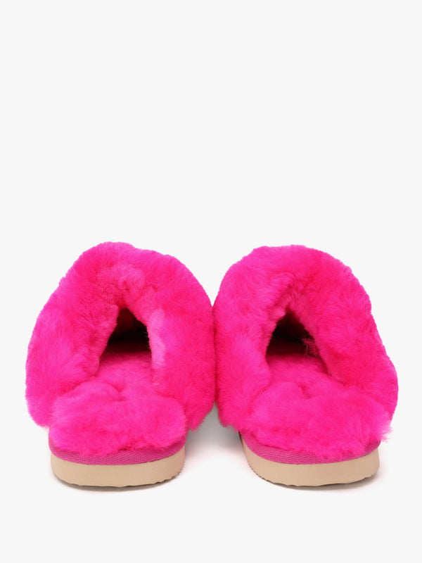 Shut Bright Fuchsia Sheepskin Twinface Slippers