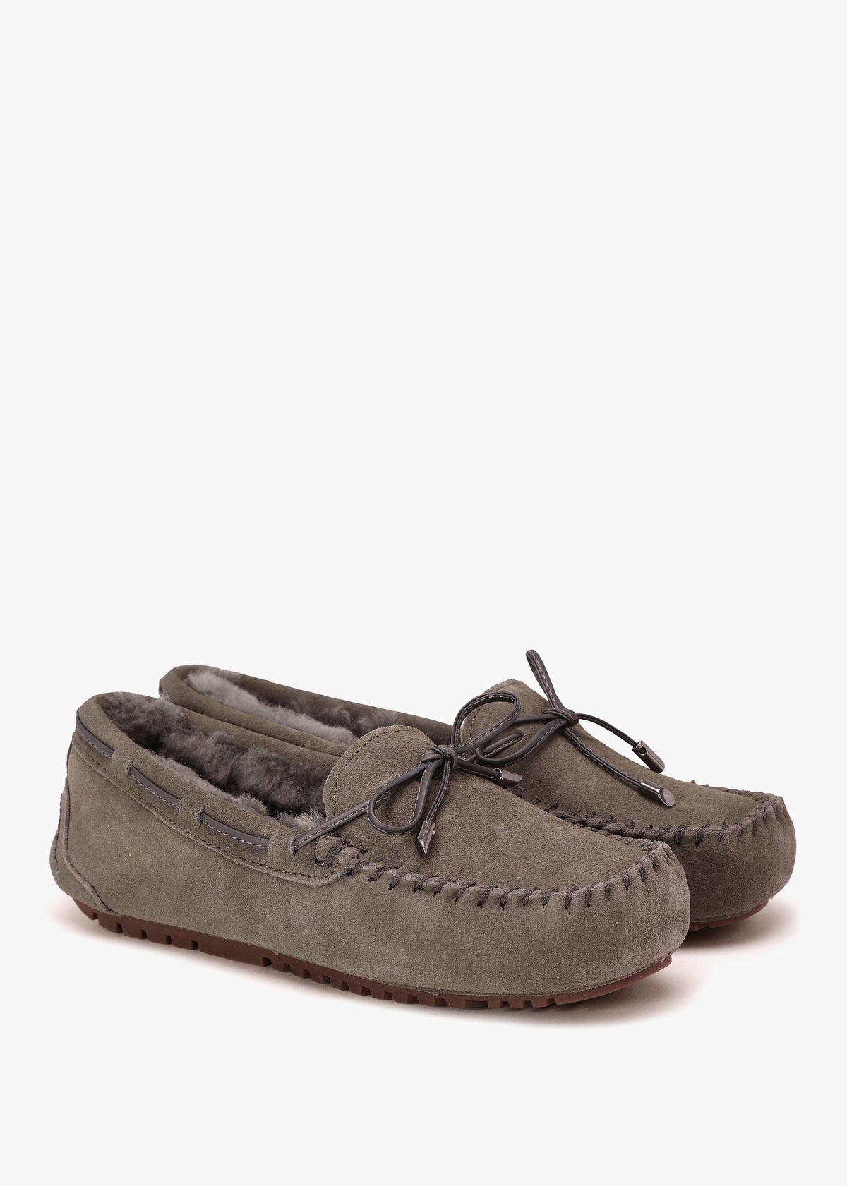 Moccy Grey Suede Moccasin Slippers