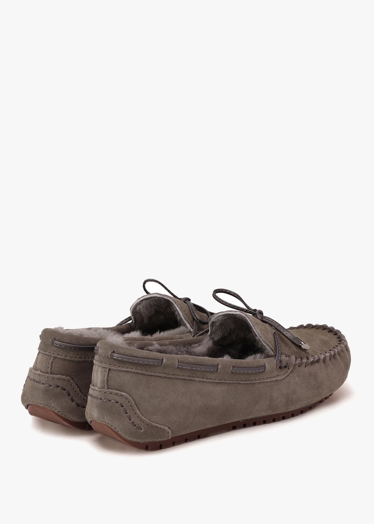 Moccy Grey Suede Moccasin Slippers