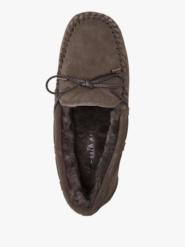 Moccy Grey Suede Moccasin Slippers
