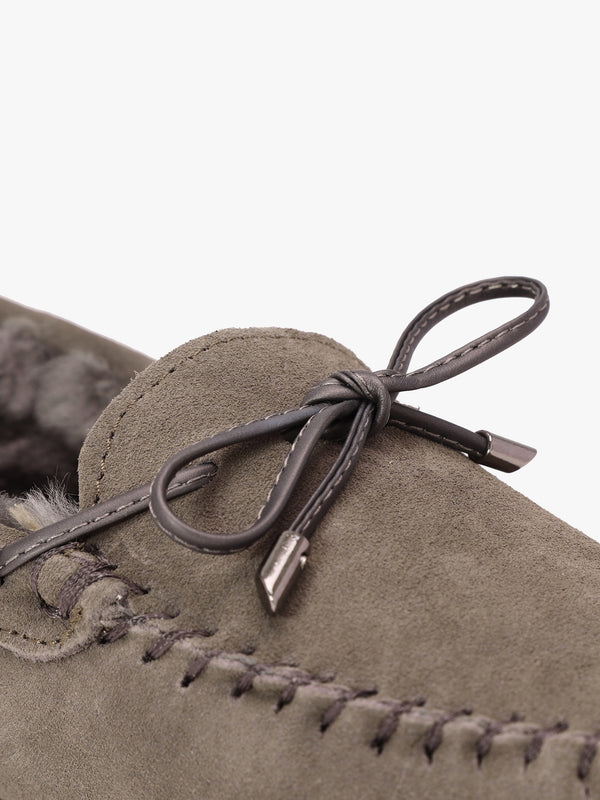 Moccy Grey Suede Moccasin Slippers
