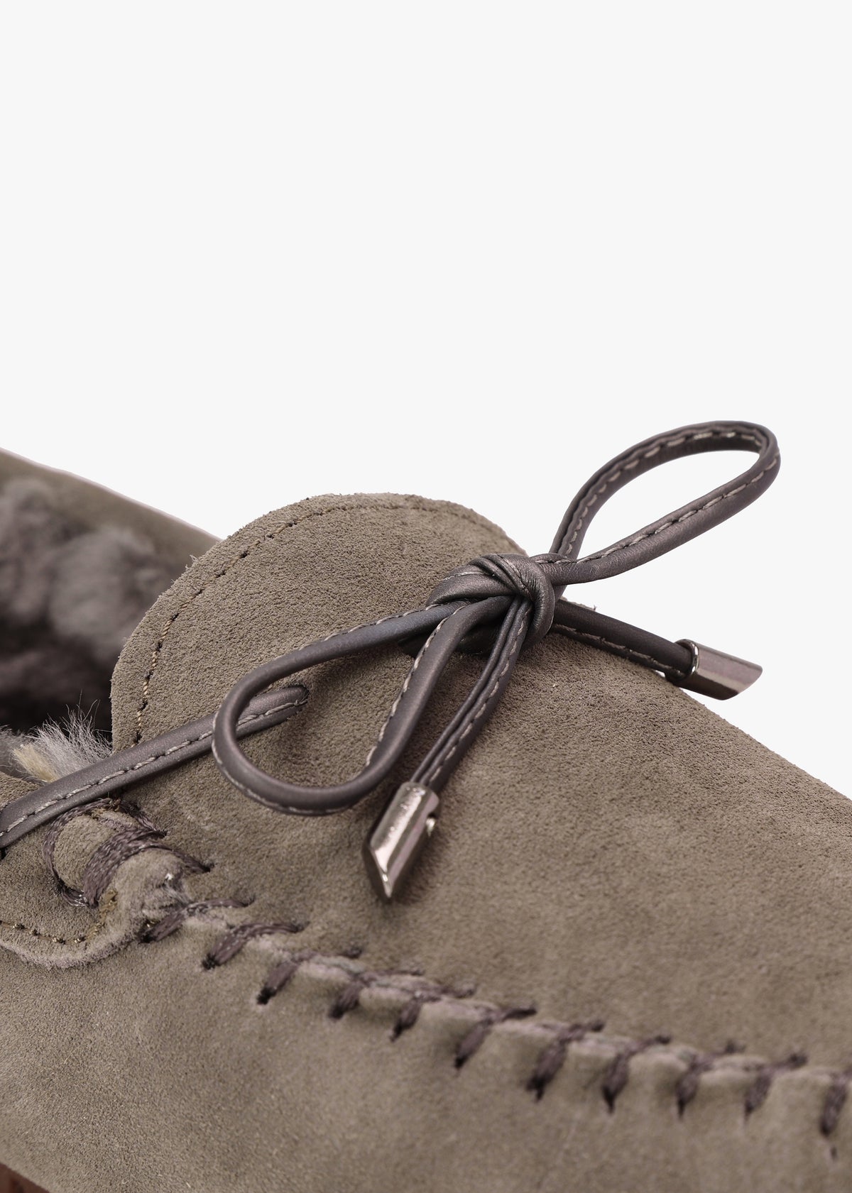 Moccy Grey Suede Moccasin Slippers