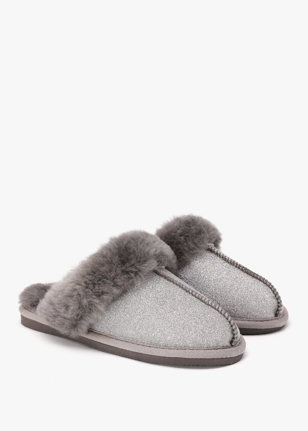 Soglit Silver Sheepskin Slippers