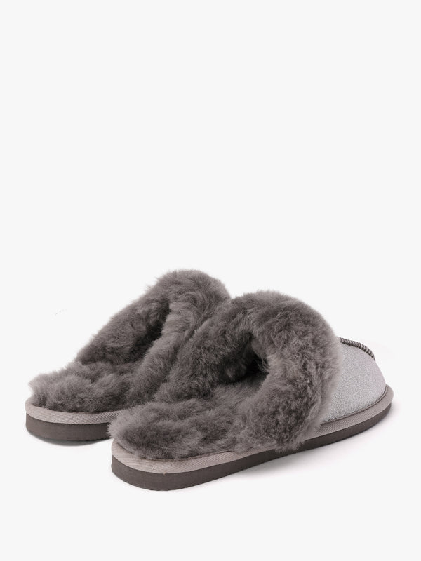Soglit Silver Sheepskin Slippers
