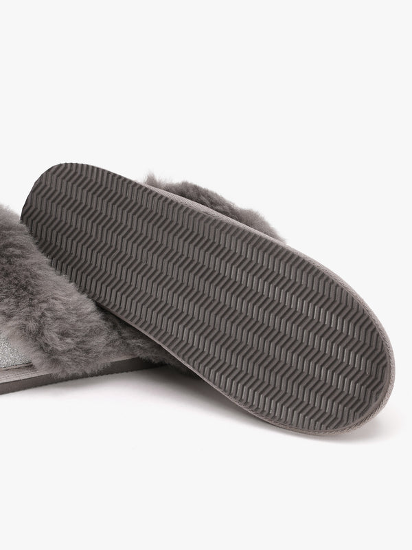 Soglit Silver Sheepskin Slippers