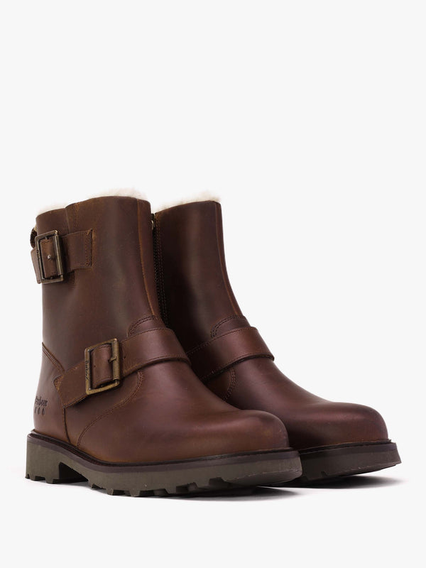 Derwent Brown Leather Biker Ankle Boots