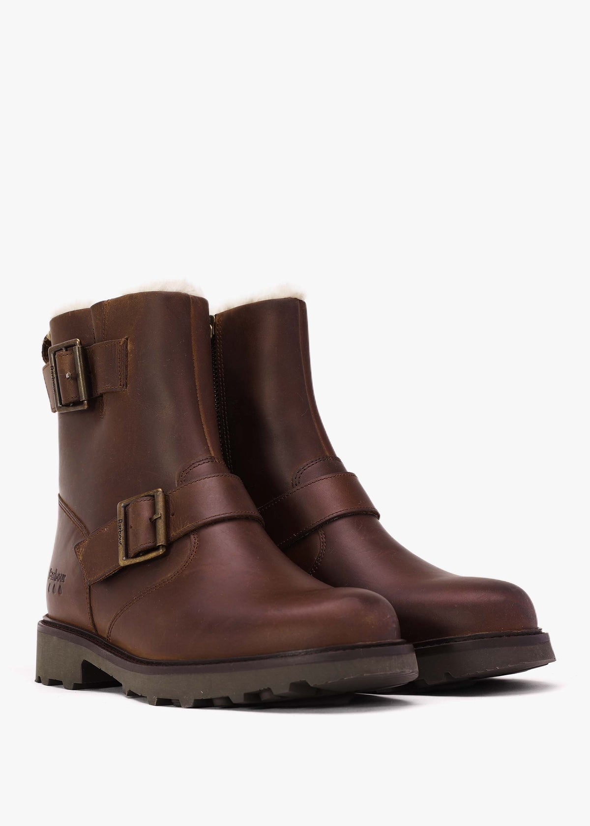 Derwent Brown Leather Biker Ankle Boots