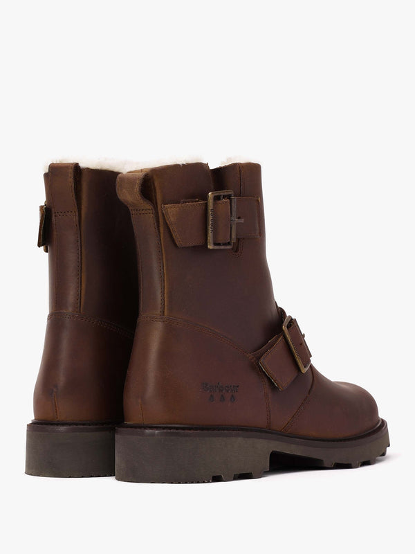Derwent Brown Leather Biker Ankle Boots